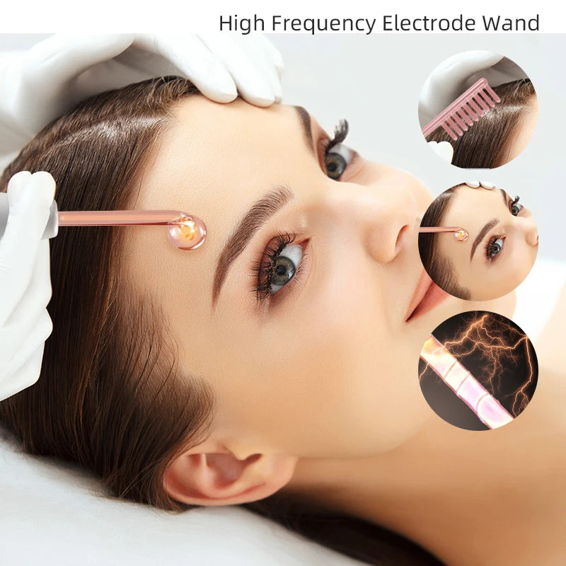 High Frequency Facial Machine Electrotherapy Wand Neon + Argon Wands Remove Wrinkles Inflammation Acne Skin Care